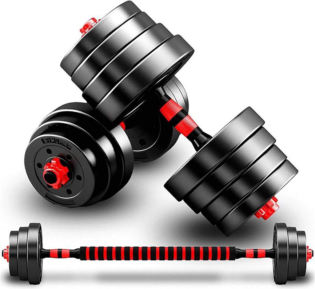 30KG Atomsport Adjustable Weights Dumbbells Set,Fitness Home Gym for Men and Women,2 in 1 Strength Training Barbell Set Equipment