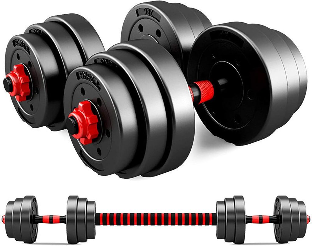 30KG Atomsport Adjustable Weights Dumbbells Set,Fitness Home Gym for Men and Women,2 in 1 Strength Training Barbell Set Equipment