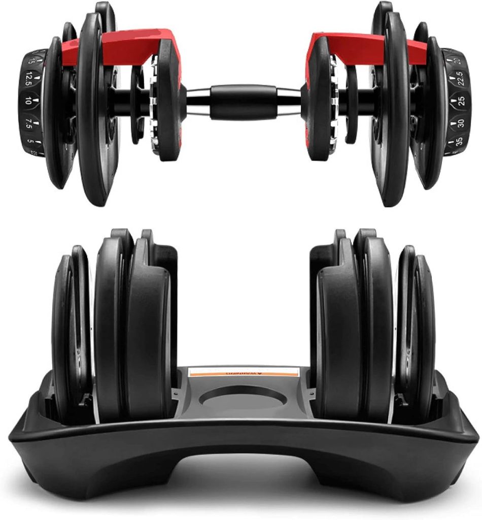 52.5 Lb Adjustable Dumbbell: Adjusts From 5-52.5 Lbs ; 15 Adjustable Weight Settings, COMPACT, SPACE EFFICIENT AND EASY TO USE (Single Adjustable Dumbbell)