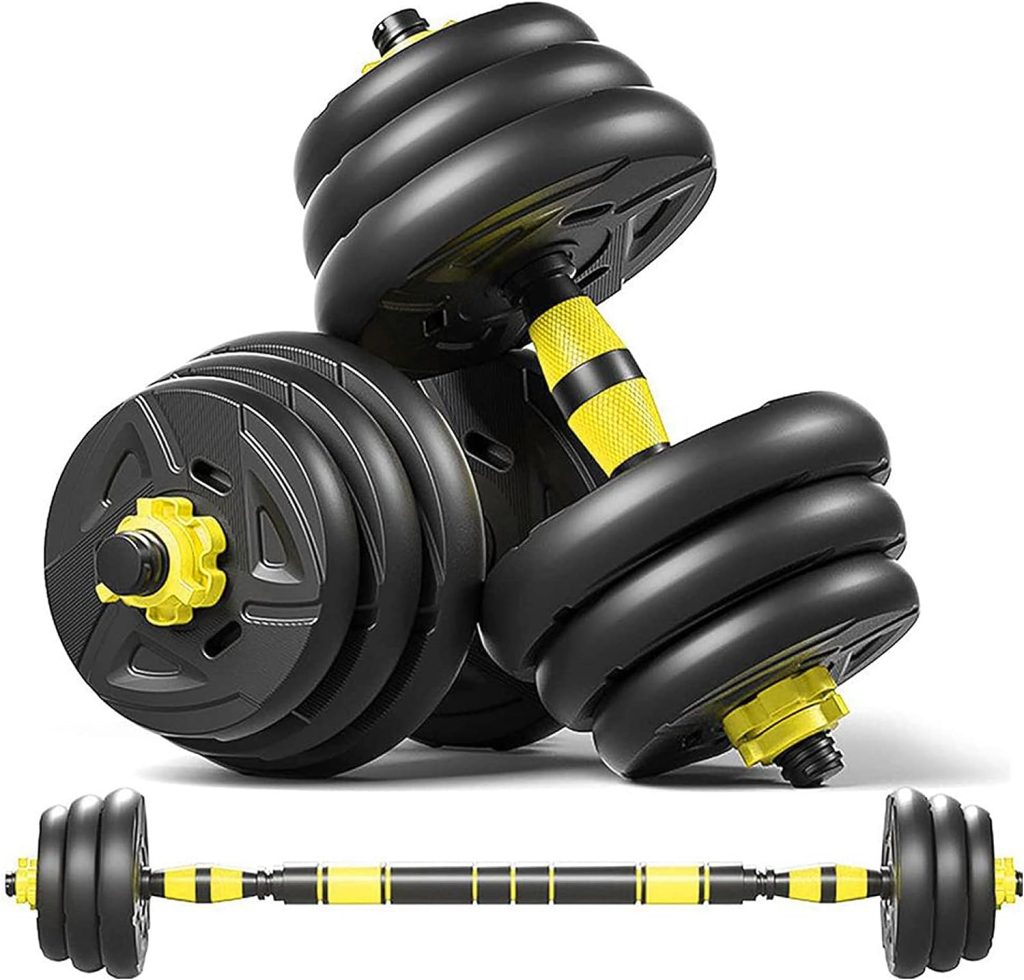 66Lbs/30KG Adjustable Weights Dumbbells Set of Two, SK Depot® 3 in 1 Adjustable Home Gym Barbell Weight Strength Training Equipment Sports Outdoors Exercise Fitness With Non-Slip Gloves Wrist Protector