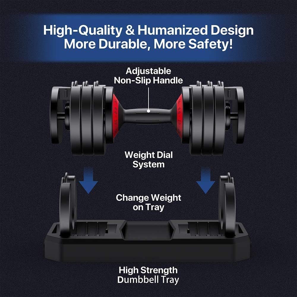 Adjustable Dumbbell Fitness Dial Dumbbell with Handle and Weight Plate for Home Gym Note: Single (44 lbs)