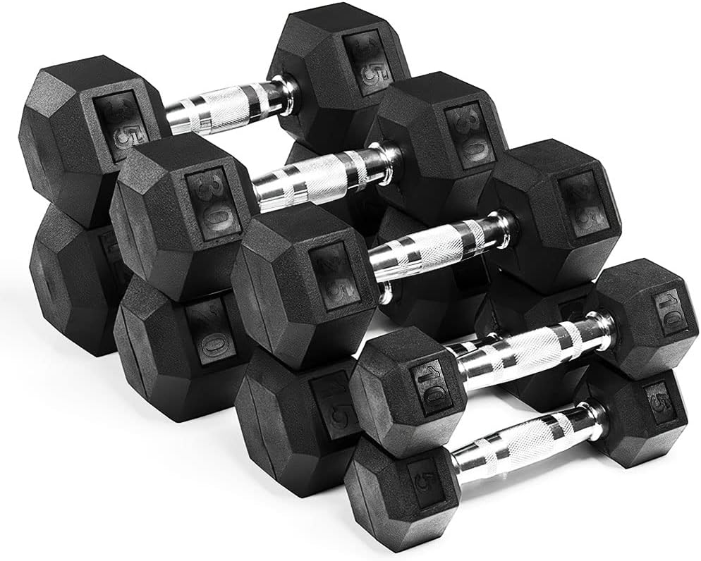 BOSWELL Hex Dumbbells with Metal Handle, 5lbs, 10lbs, 12lbs,15lbs,20lbs, 25lbs, 30 lbs, 35lbs Weight Dumbbells for Adults Women Men Workout Fitness,Home Gym Exercise Training Equipment