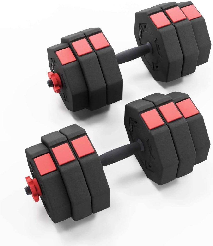 DlandHome Adjustable Dumbbells Set 55lbs Free Weights Set Dumbbells Convitable to Barbell for Home Gym (22.5lbs for Each Dumbbell)