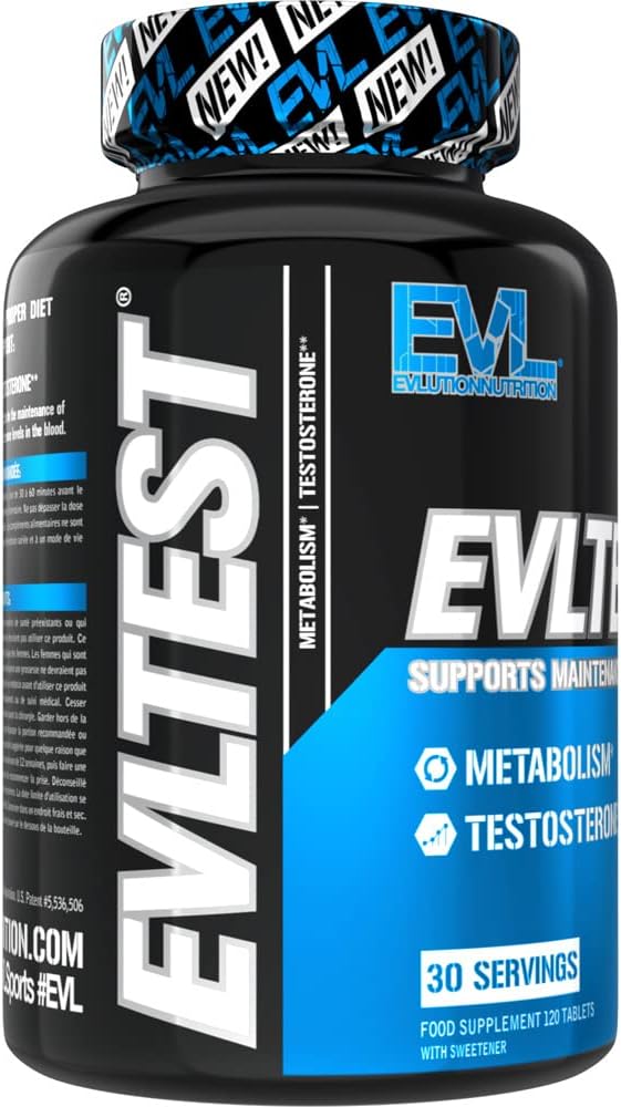 Evlution Nutrition EVLTEST Testosterone Booster for Men, Supports Healthy Testosterone Levels, Muscle Function, Performance and Recovery, 120 Tablets (30 Servings)