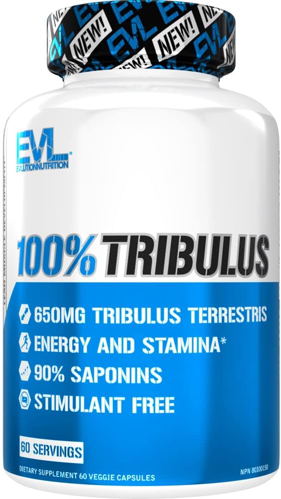 Evlution Nutrition Tribulus Terrestris for Men - Maximum Potency 90% Saponins Pure Tribulus for Men Stimulant Free Supplement for Men Traditionally Used for Virility  Vitality - Vegan  Gluten Free