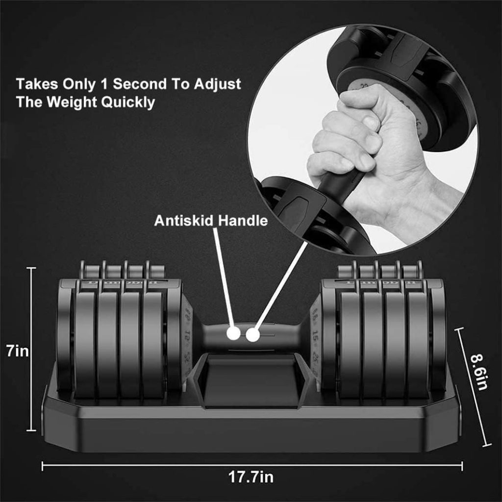 HAKENO 15 in 1 Adjustable Dumbbell 24kg with Fast Automatic Adjustable and Weight Plate for Body Workout Home Gym