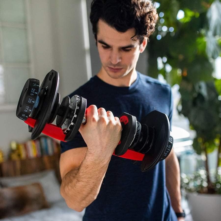 IMFit 5lb-52.5lb Adjustable Dumbbells with Free Hand Grip- Weight adjusts from 5 to 52.5 lbs. Space Efficient Compact design, Easily Switch Exercises.