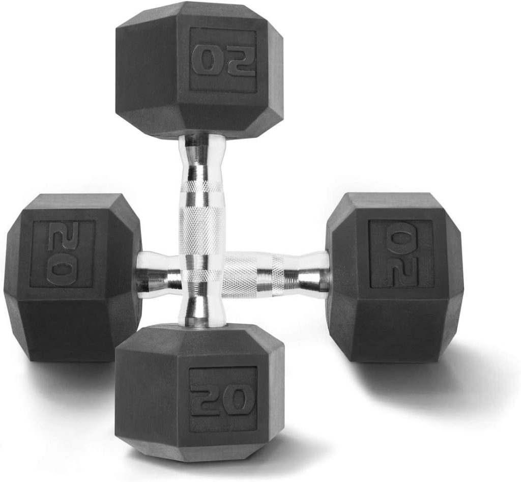 MENCIRO Rubber Coated Hex Dumbbell in Pairs, Dumbbell Hand Weight for Home Gym Free Weight Training