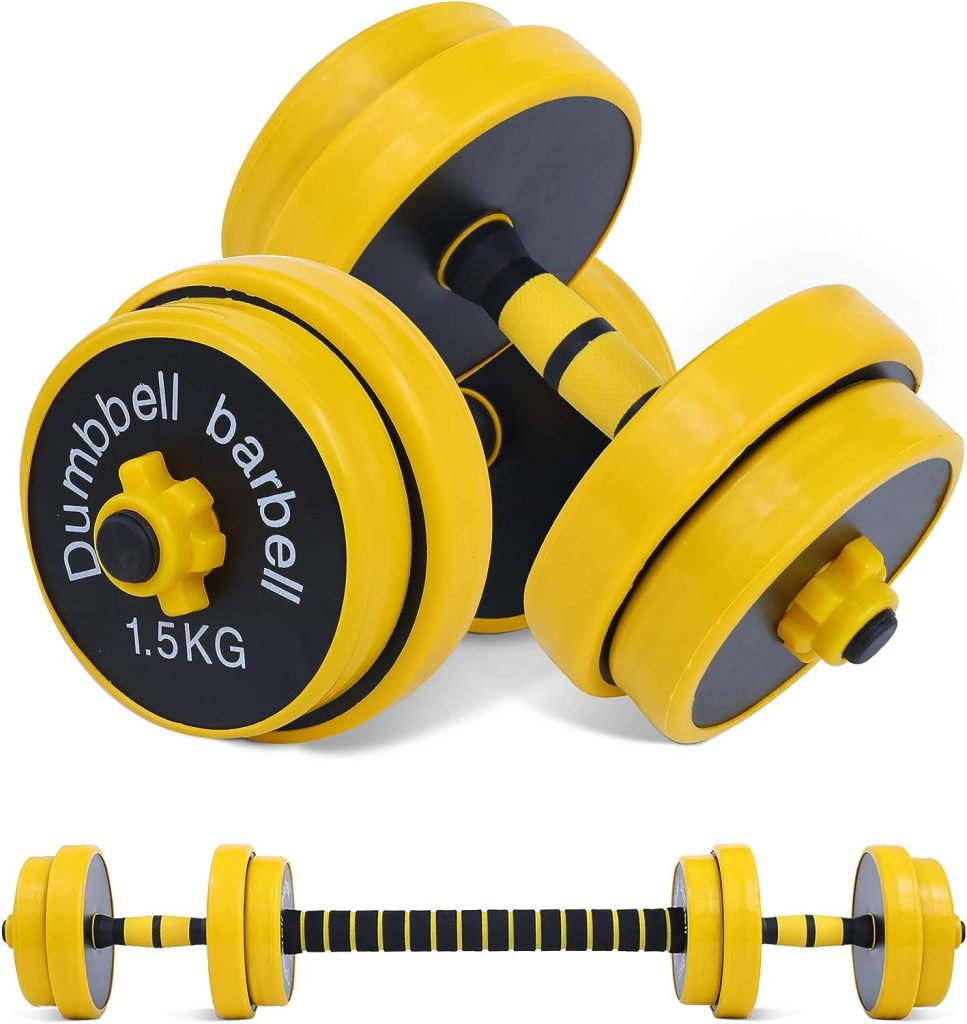 Nice C Adjustable Barbell- Dumbbell Set, 22-33-44-55-66-88 LB 2-in-1 Set, Non-Slip Hand, All-Purpose, Home, Gym, Office