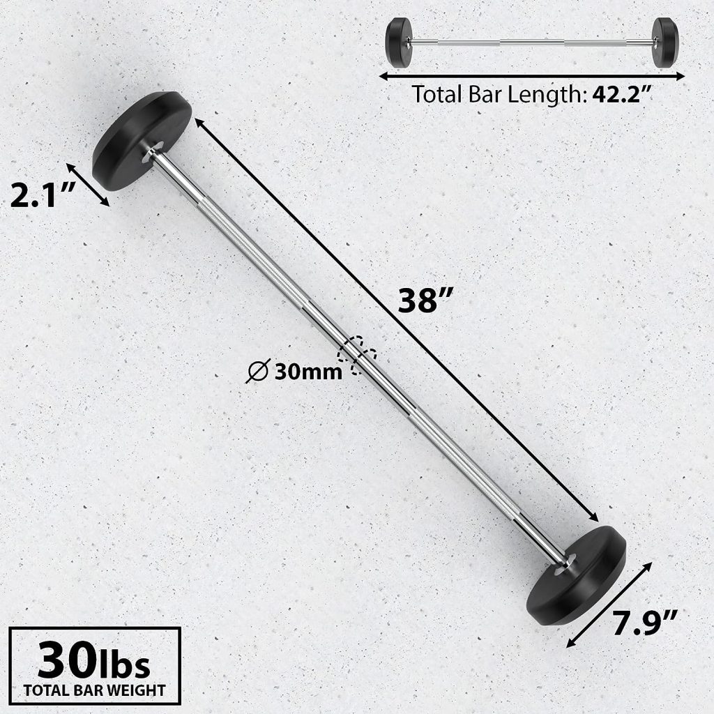 Synergee Fixed Barbell Pre Weighted Straight Steel Bar with Rubber Weights - Fixed Weight