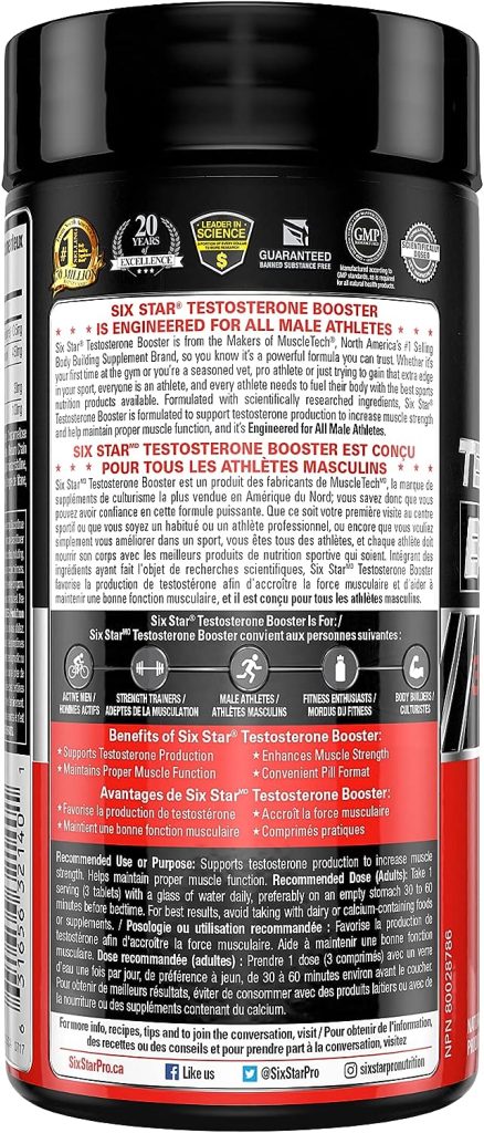 Testosterone Booster for Men, Six Star Pro Nutrition, Test Booster For Men, Extreme Strength + Enhances Training Performance + Scientifically Researched, Test Boost Supplement, 60 Pills